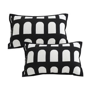 SOGA 2X 30cm Contemporary Black White Geometric Pattern Throw Pillow