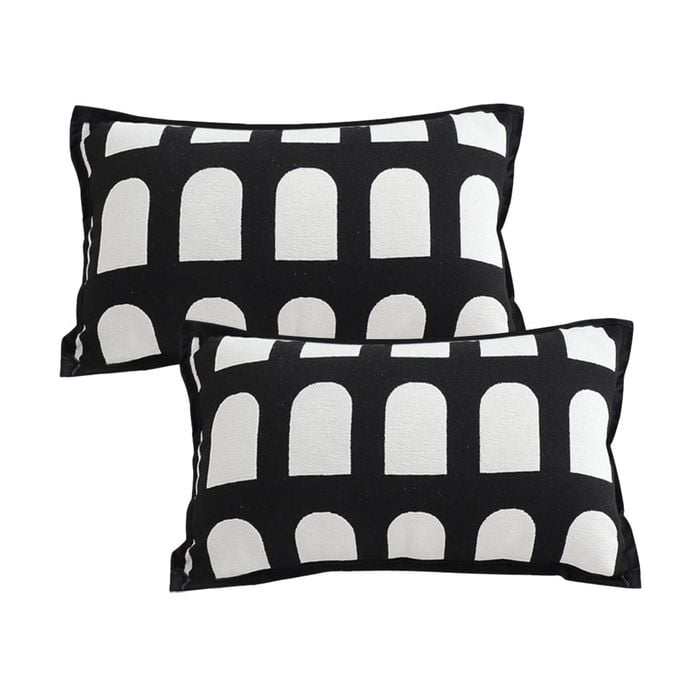 SOGA 2X 30cm Contemporary Black White Geometric Pattern Throw Pillow