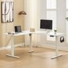 L Shaped Standing Desk Adjustable Height, Electric Corner Standing Desk, Sit & Stand Home Office Desk with Splice Board, White