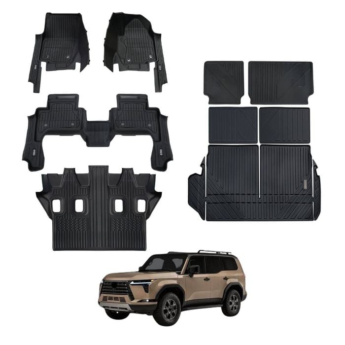 AUSGO Injection Floor Mats Boot Liner Back Seat Protector Set for Lexus GX550 Sport Luxury 7-Seat 2024-Onwards Floor Liners