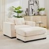 Homfurn Oversized Single Sofa with a Footstool, Corduroy Large Accent Chair, Modern Deep Armchair with an Ottoman