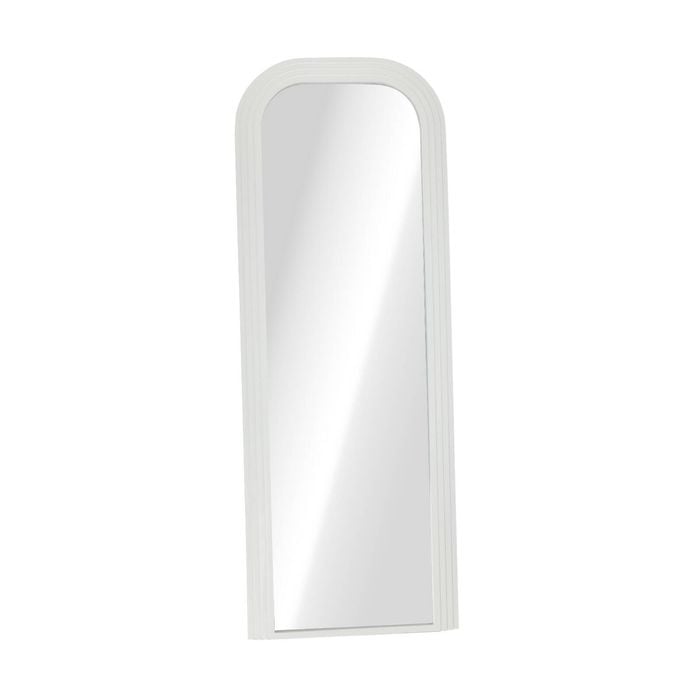 Oikiture Full Length Arch Mirror 165x60cm White Wood Top Rounded Corner Bedroom