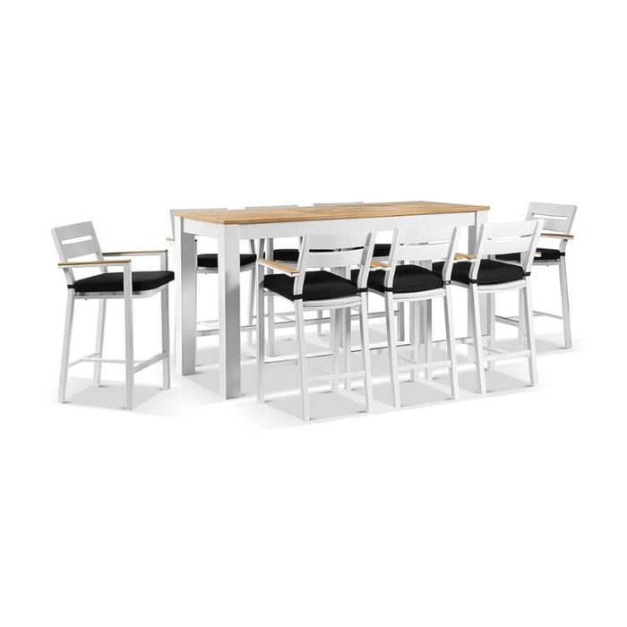 Balmoral 2M Aluminium Bar Table With 8 Capri Bar Stools