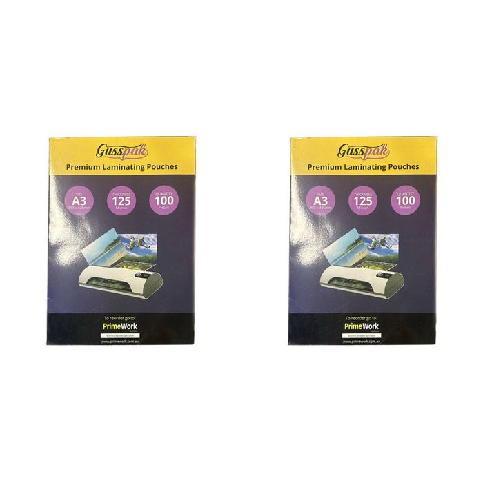 200pc Gusspak A3 30.3x42.6cm Laminating Film Pouches/sheets 125 Micron Glossy