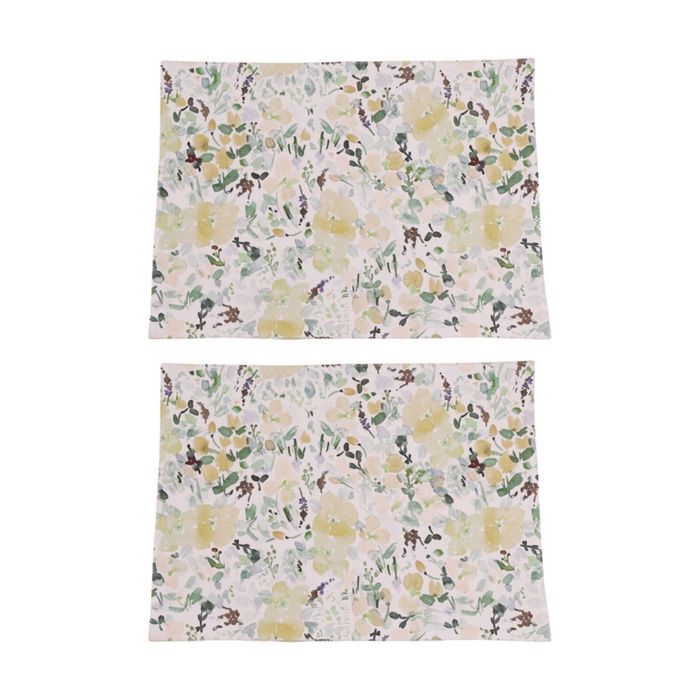 2x 4pc Bas Phillips Printed Linen Looks Placemat Set Green Wonderland 33x45cm