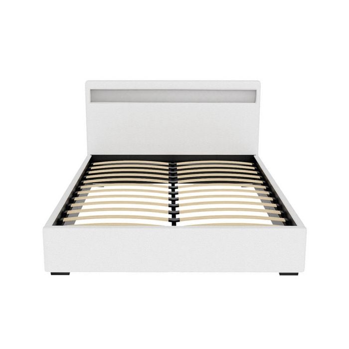 Artiss Bed Frame Gas Lift RGB LED White Cole - Queen