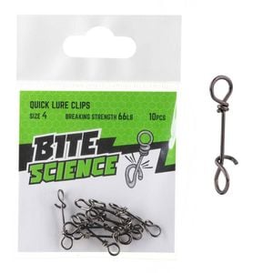 Bite Science Fast Attach Quick Clip Fishing Lure Snap 4  66lb (10pc)