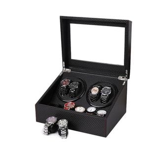 Catzon Watch Winder Display Box With Quiet Motor And 6 Jewellery Display Grids-blackcarbonfiber