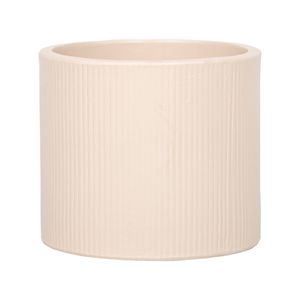 220 x 250mm Cream Large Linear Round Ceramic Foot Pot