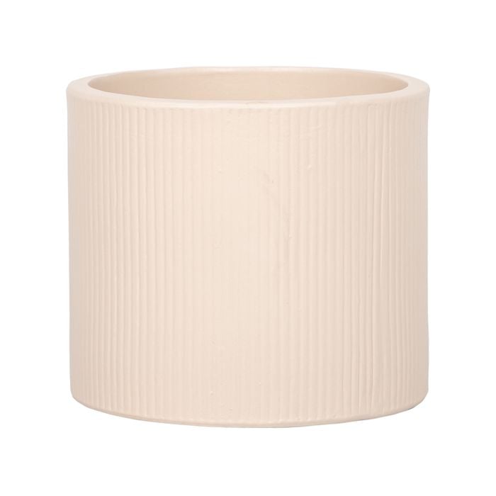 220 x 250mm Cream Large Linear Round Ceramic Foot Pot