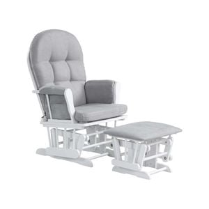 Foret 1 Seater Armchair Rocking Glider Chair Lounge Ottoman Footrest Fabric Grey Light 2pc Set