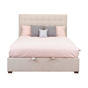 St James Queen Bed Frame Gas Lift Storage Oatmeal Beige