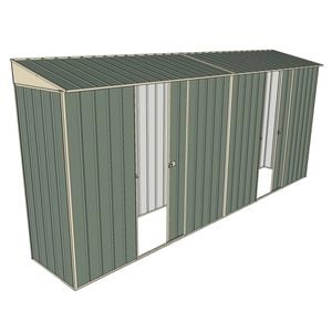 Build-a-Shed 0.8 x 4.5 x 2m Skillion Dual Single Sliding Side Doors Shed - Green