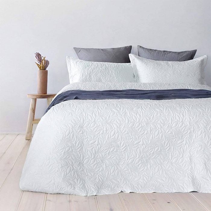 Bambury Botanica Coverlet Set - White - Queen/king