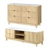 Artiss Tv Unit &  Chest Of Drawers Set Solid Wood Legs Pine
