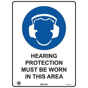 Pinnacle 400 x 300mm Poly Hearing Protection Must Be Worn In This Area Sign