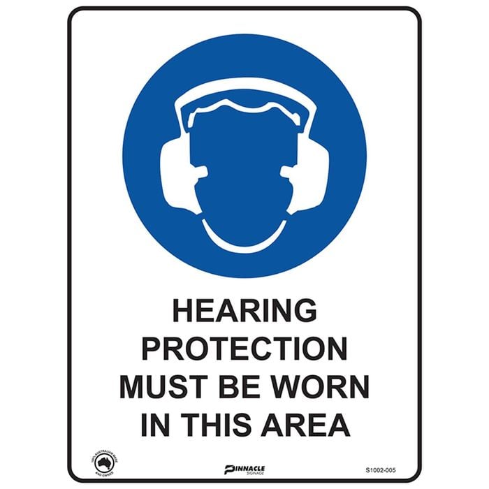 Pinnacle 400 x 300mm Poly Hearing Protection Must Be Worn In This Area Sign