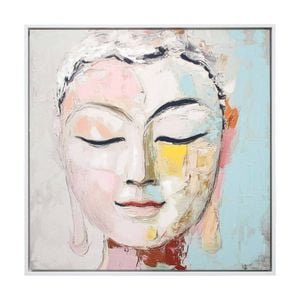 Lvd Hand-finished Framed Canvas Serene Buddha Print Wall Hanging Decor 90x90cm