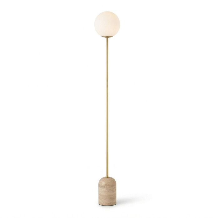 Nordhavn Travertine Floor Lamp Gold Glass Globe Standing Light 158cm AU Plug