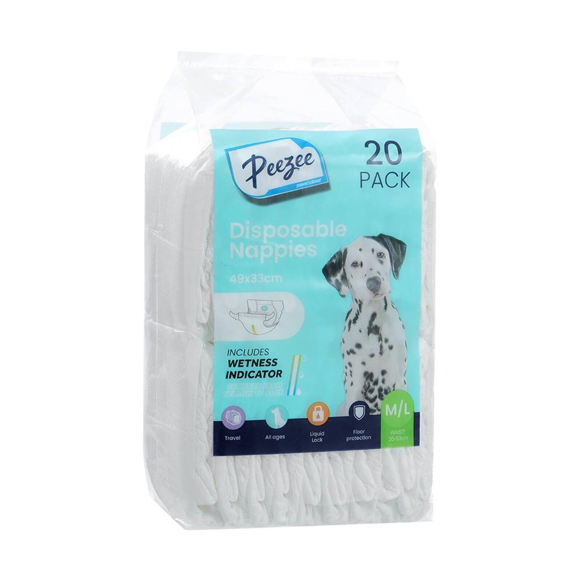 Paws Claws 49 x 33cm M L Disposable Pet Nappies 20 Pack Bunnings Australia