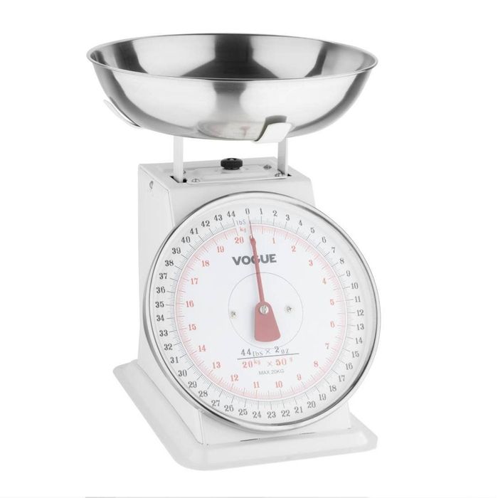 Vogue Kitchen Scale Heavy Duty Mechanical Bowl Top Stainless Steel 20kg Capacity 50g Graduation F176