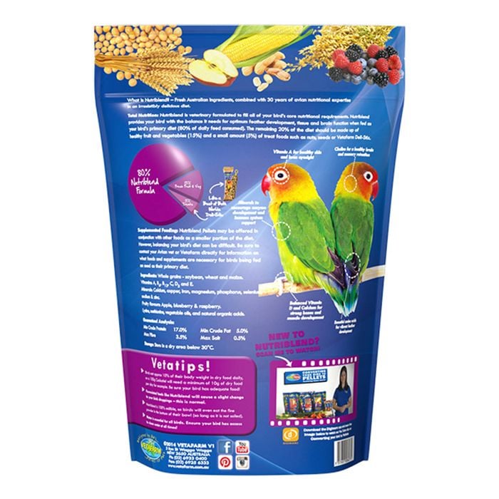 Vetafarm Nutriblend Mini Pellets Bird Food For Pet Bird Parrots 10kg