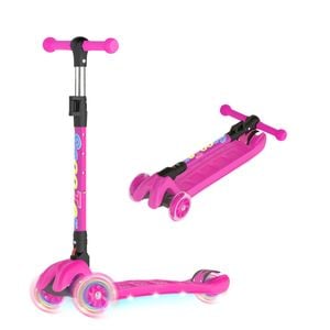 Advwin Foldable Kids Scooter 3 Wheels w/ Music Light Up Pink