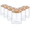 Argon Tableware Glass Storage Jars -wooden Lid - 750ml - Modern Round Scandi Organisation Container Glass Jar - Set Of 6