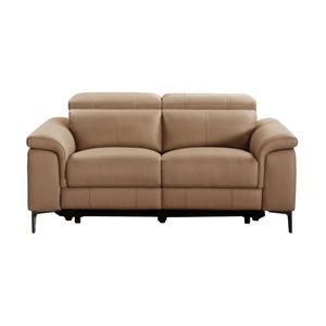 Capel 2 Seater Leather Electric Recliner Sofa Lounge Mocha Brown