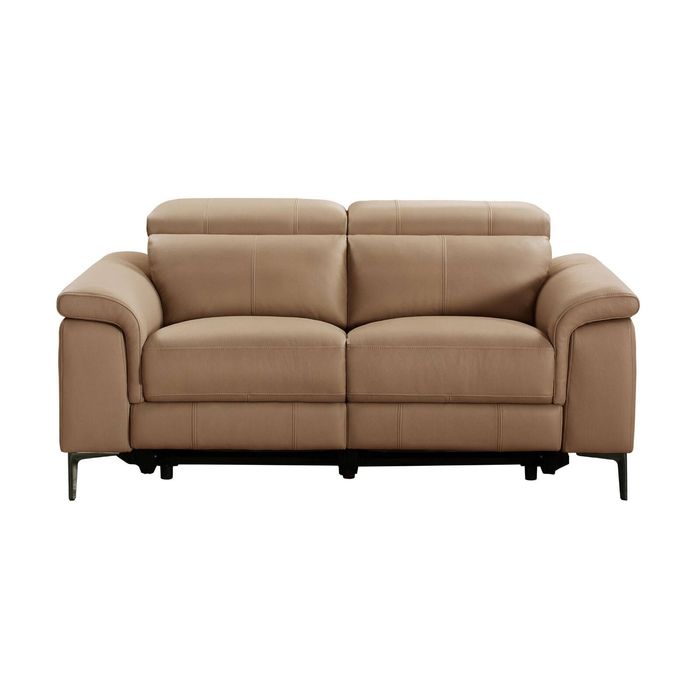Capel 2 Seater Leather Electric Recliner Sofa Lounge Mocha Brown