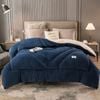 CottonMore Thick Warm Winter Reversible Milk Velvet Blanket Comforter Quilt 200x230cm Blue