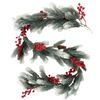 Catzon 5Ft Christmas Garland with Red Berry Pinecones-White