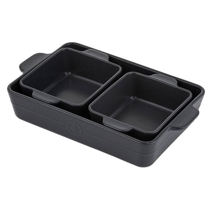 Ladelle Essentials Charcoal Set Of 3 Baking Dishes