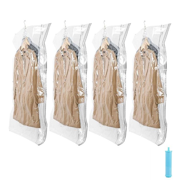 Catzon 4pack Hanging Vacuum Storage Bags With Manual Pump Sealable Space Saving
