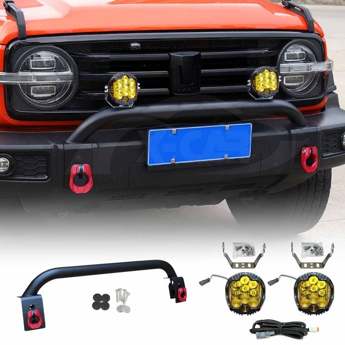 Front Nudge Bar with 2x LED Pod Spotlight for GWM Tank 300 2023-2024 Off-Road Bullbar
