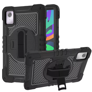 Rugged Stand Shockproof Hybrid Case with Strap For Lenovo Tab M11 2024 11" (TB330FU) - Black