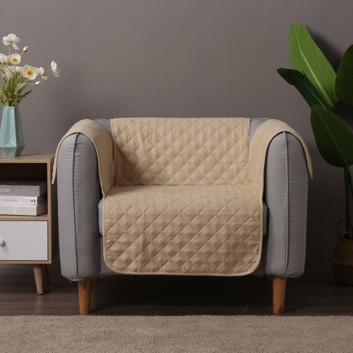 Charlie's Cosy Quilted Sofa Protector Cover for Chairs Oat