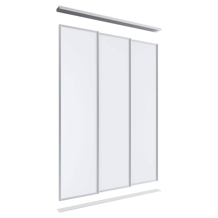 Lugna 2400 x 1800mm Clear Anodised Melamine Wardrobe Triple Sliding Doors