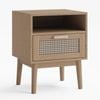 Rattan Bedside Table with Storage Drawer