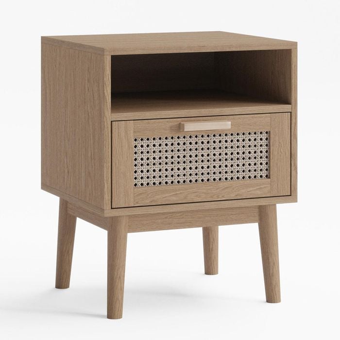 Rattan Bedside Table with Storage Drawer