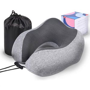 Catzon U-Shaped Neck Pillow Memory Foam with Storage Bag-Light Grey