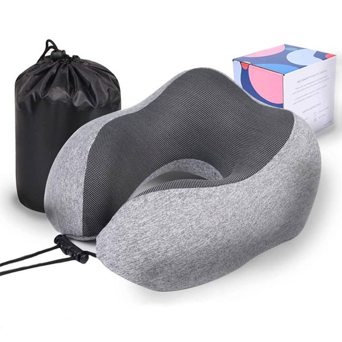 Catzon U-Shaped Neck Pillow Memory Foam with Storage Bag-Light Grey