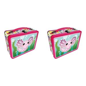 2PK Aquarius Tin Carry All Axolotl Fun Box Food Storage Lunchbox