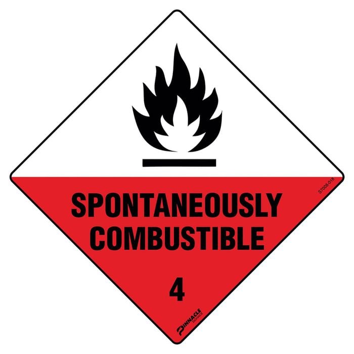 Pinnacle 270 x 270mm Poly Spontaneously Combustible 4 Sign