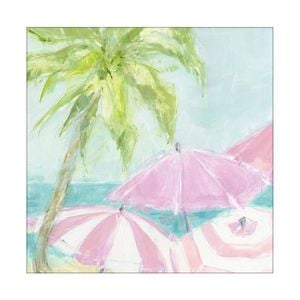 Artey | Summer Pink Umberllas II - Stretched Canvas - Stretched Canvas - 50 x 50cm