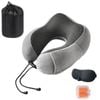Catzon Travel Neck Pillow Premium Memory Foam-Light Grey