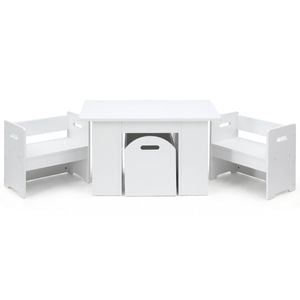 Keezi 3PCS Kids Table and Chairs Set Storage Toys Play Activity Desk