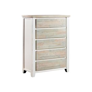 Tallboy Coastal Grey and Miami White Colour Five Drawers