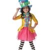 Disney Alice in Wonderland Mad Hatter Girls Halloween Costume – Dress, Collar &amp; Hat, Multi Colour, 3-5 Years