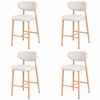 Ufurniture Set of 4 Bar Stools with Curved Backrest Linen Fabric Counter Stools Kitchen Island Stools, Beige